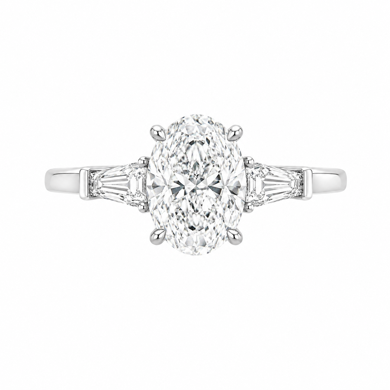 Oval Trilogy Lab Diamond Ring – 3.3ct
