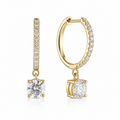 Pavé Diamond Hoop Drop Earrings – 1.27ct Total