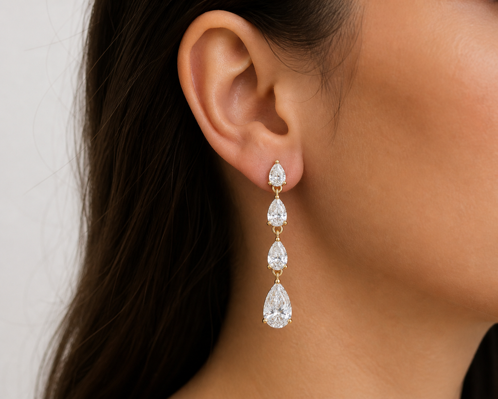 Pear Cut Lab Diamond Drop Earrings – 3.55ct Total