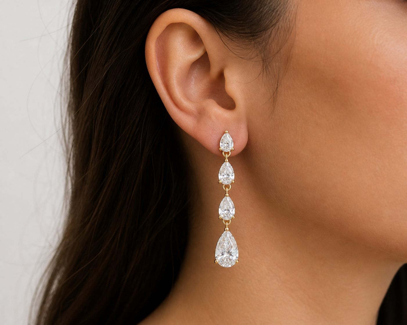 Pear Cut Lab Diamond Drop Earrings – 3.55ct Total