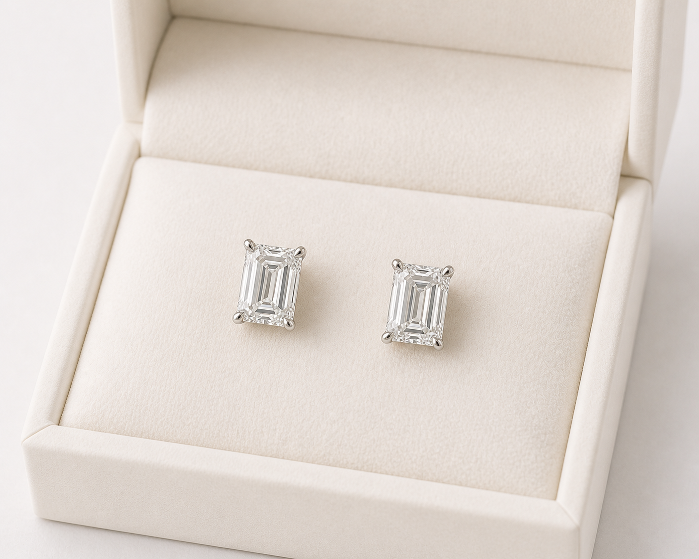 Emerald Cut Lab Diamond Stud Earrings – 8ct Total