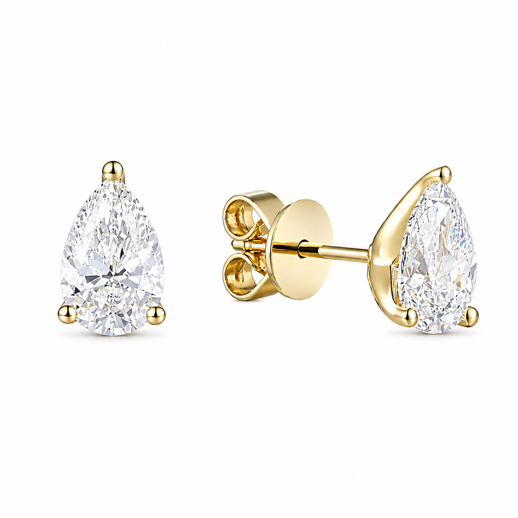 Pear Lab Diamond Stud Earrings – 2ct Total