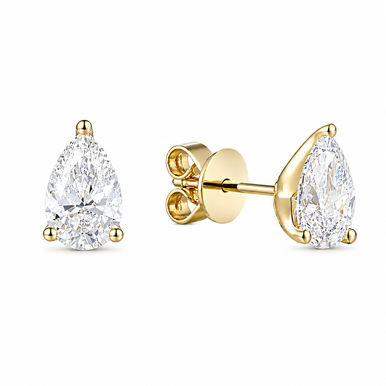Pear Lab Diamond Stud Earrings – 2ct Total