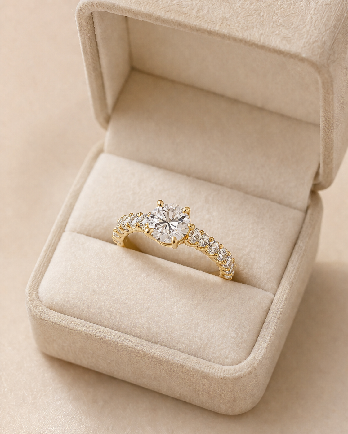 Round Lab Diamond Ring – 2.99ct Pavé Setting