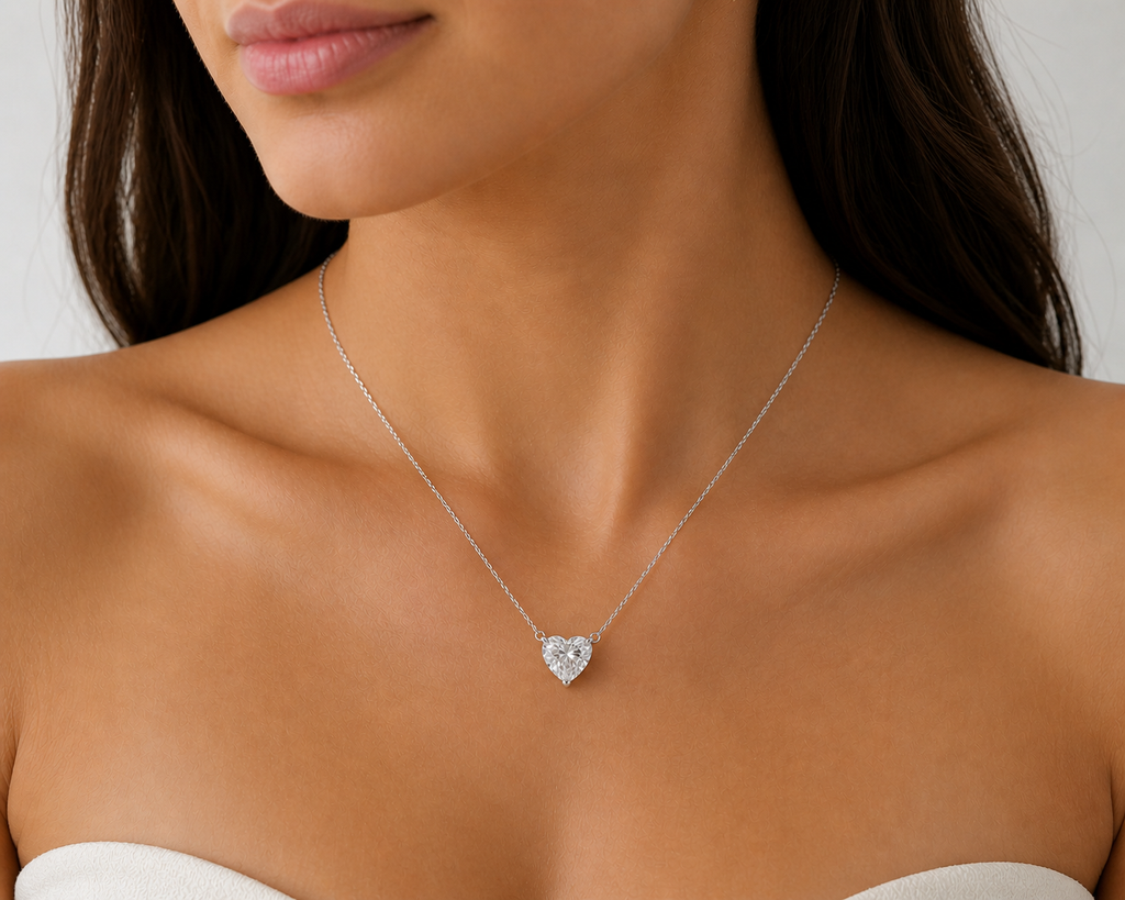 Heart Cut Lab Diamond Pendant Necklace – 1ct