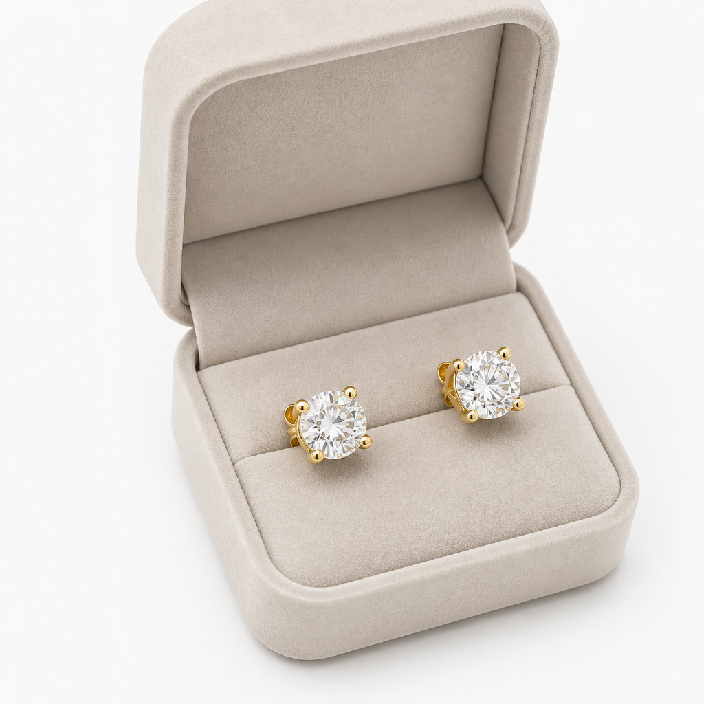 Round Lab Diamond Stud Earrings – 1ct Total