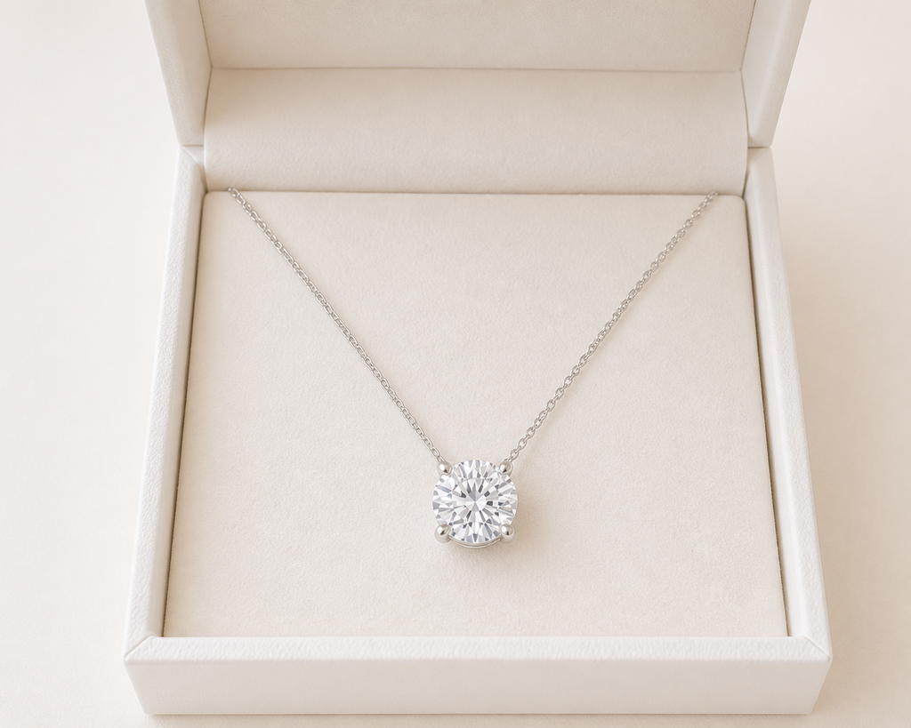 Round Lab Diamond Solitaire Necklace – 3ct