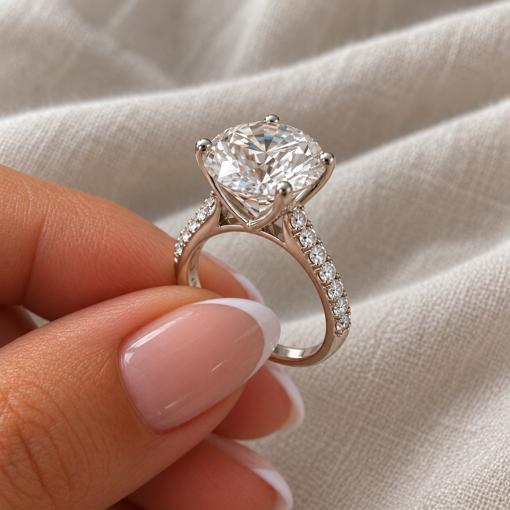 4.50 CT Round Pavé Diamond Ring