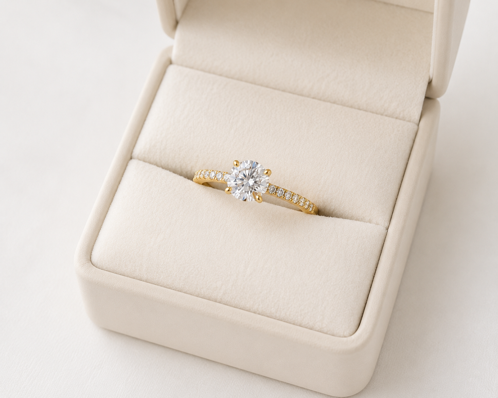 Round Lab Diamond Ring – 1.44ct Pavé Band Setting