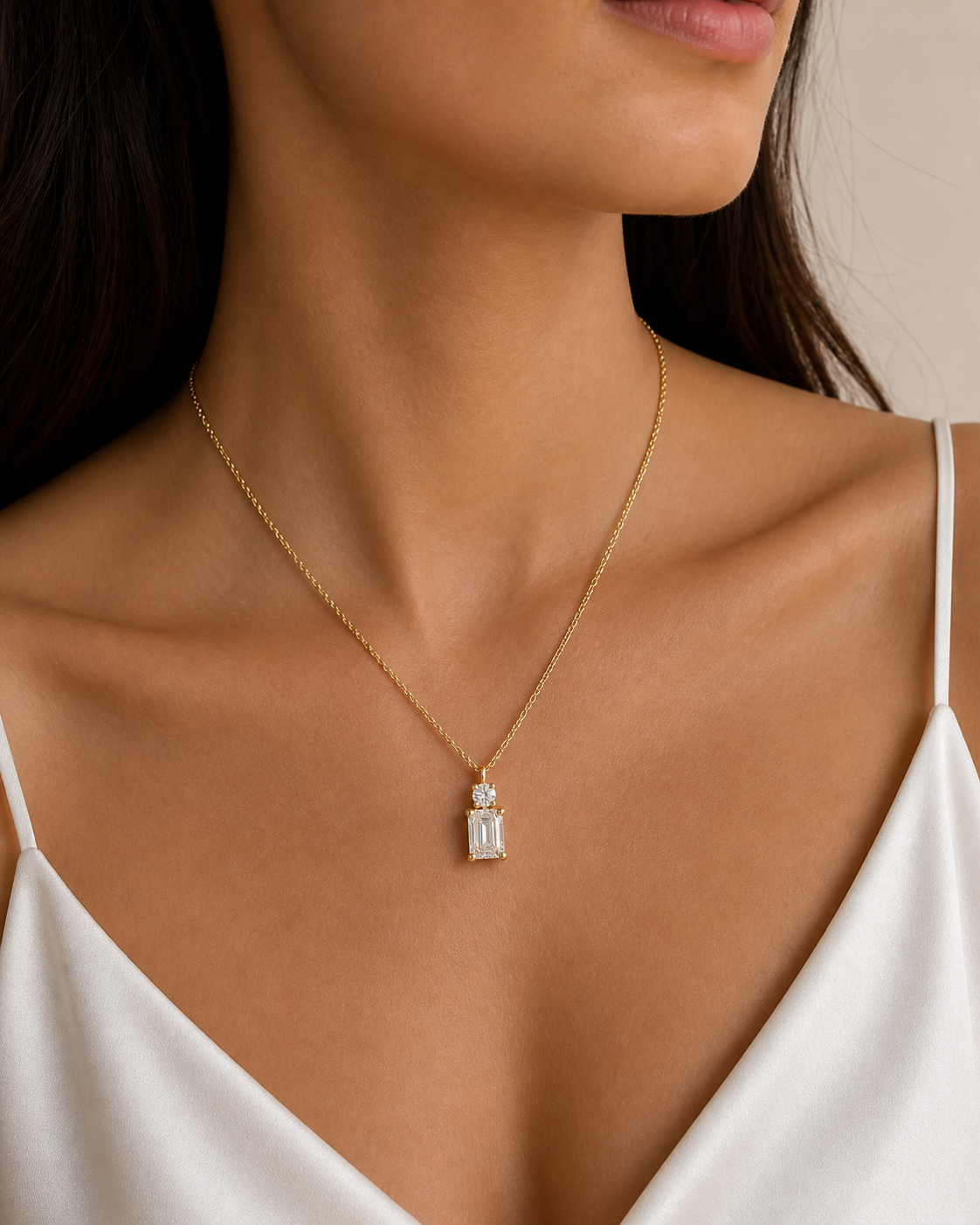 Emerald Cut Lab Diamond Pendant Necklace – 1.07ct