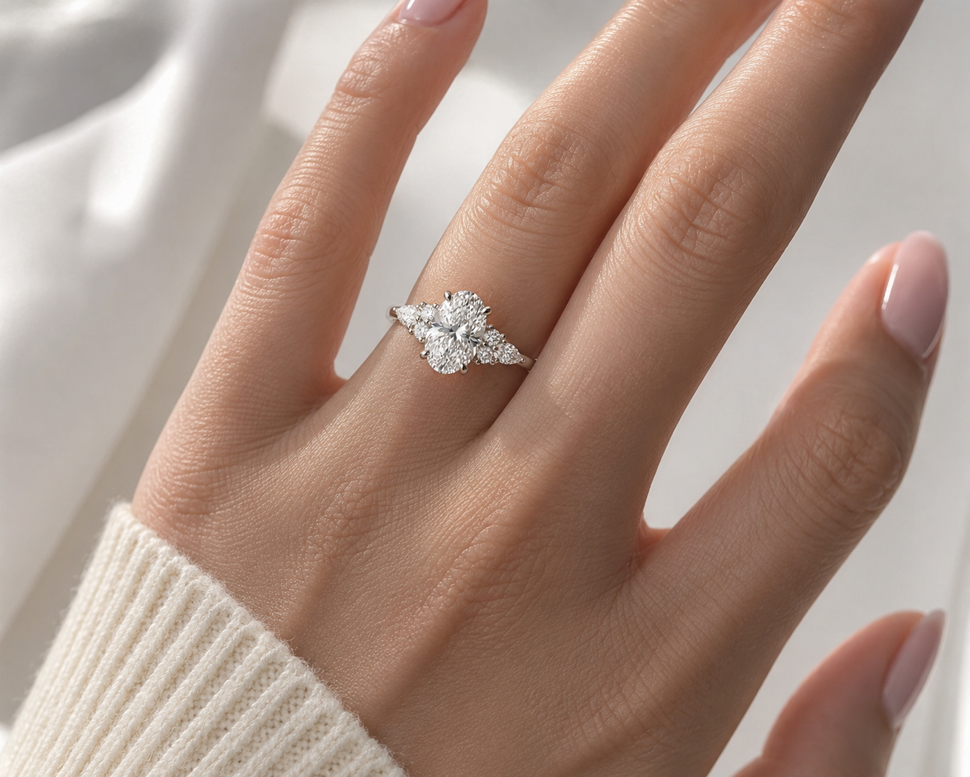 Oval Lab Diamond Ring – 2.3ct Floral Diamond Setting