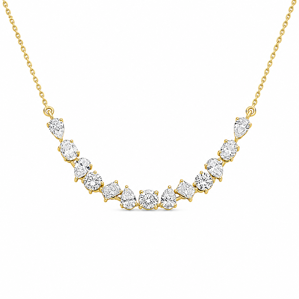 Mixed Cut Lab Diamond Curve Necklace – 2.82ct Total | 13 Stones
