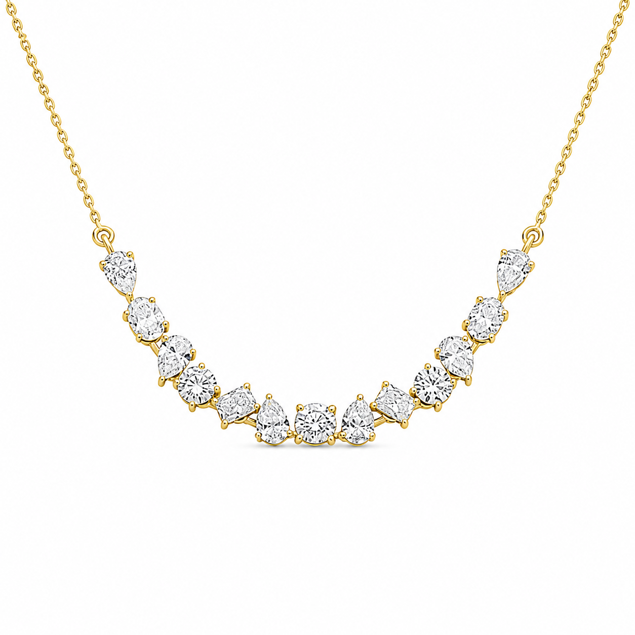 Mixed Cut Lab Diamond Curve Necklace – 2.82ct Total | 13 Stones