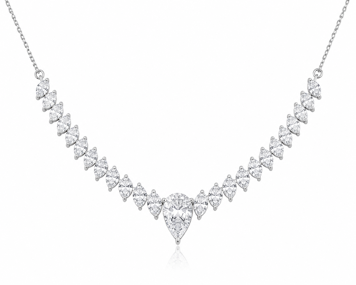 Pear & Marquise Lab Diamond Necklace – 6ct Total | 27 Stones