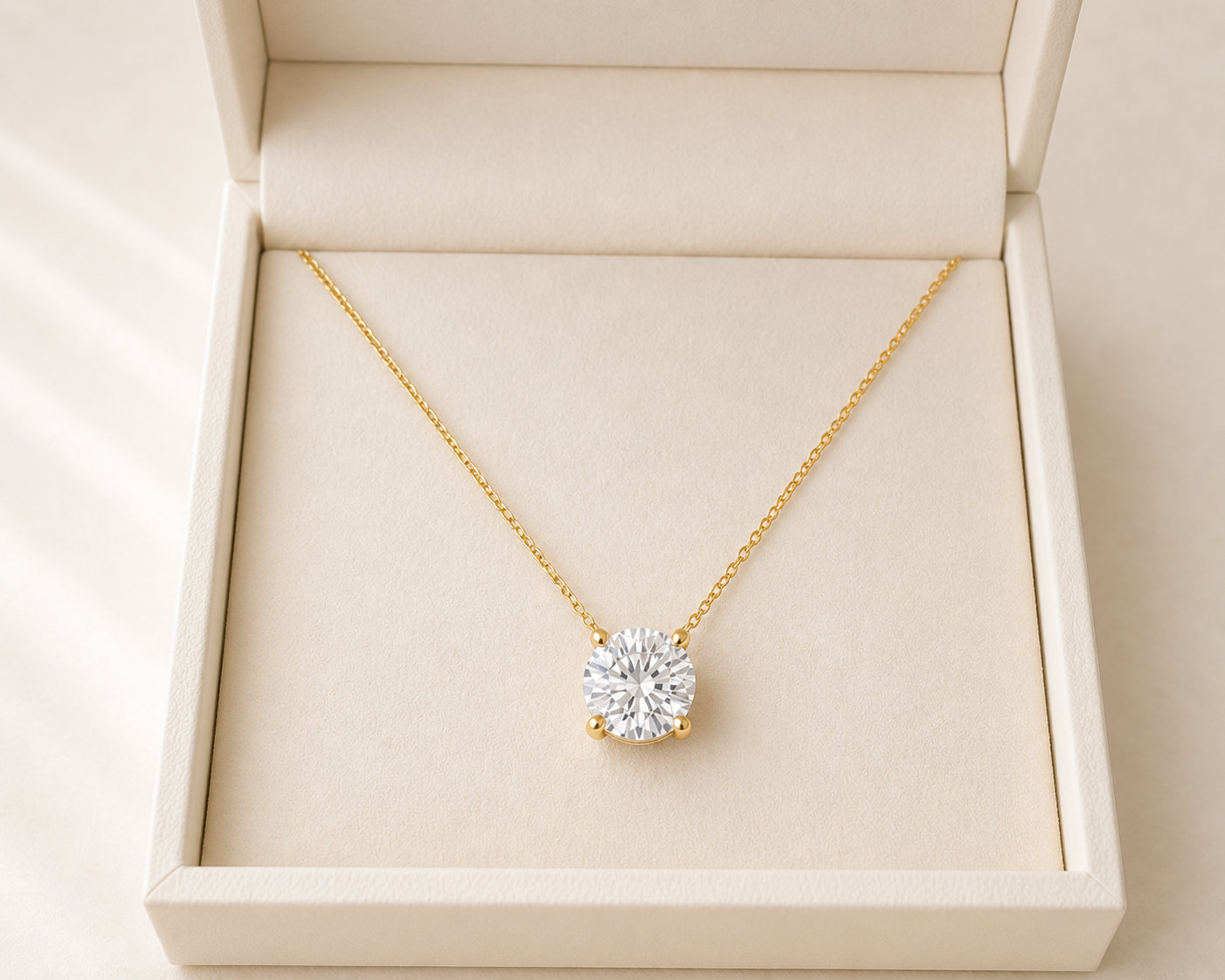 Round Lab Diamond Solitaire Necklace – 3ct