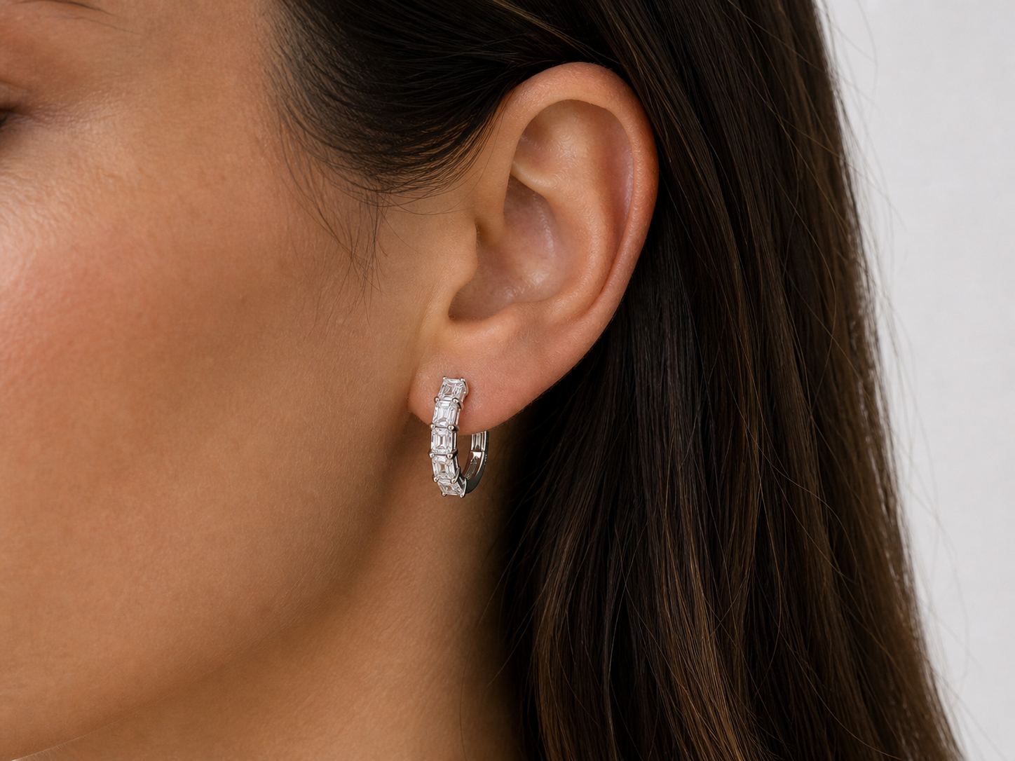 Emerald Cut Pavé Lab Diamond Hoop Earrings – 2.8ct Total