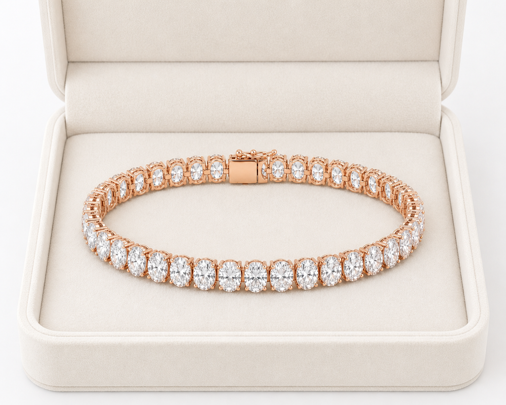 Oval Lab Diamond Tennis Bracelet – 13.04ct Total | 40 Stones | IGI Certified | 14K Gold