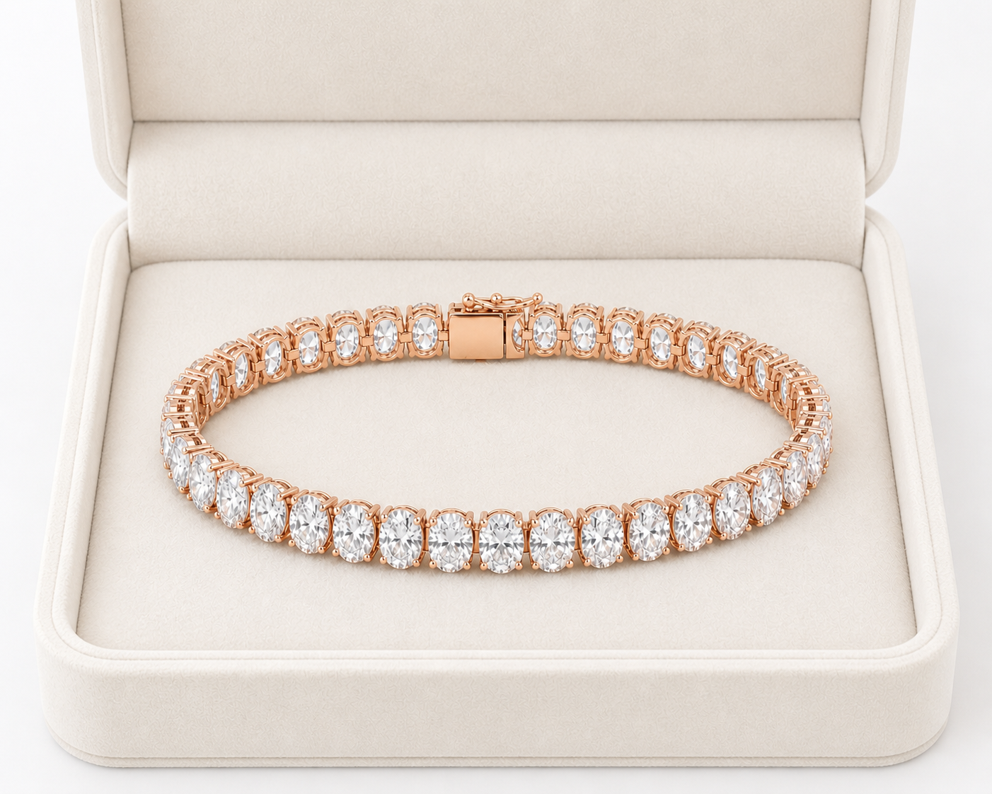 Oval Lab Diamond Tennis Bracelet – 13.04ct Total | 40 Stones | IGI Certified | 14K Gold
