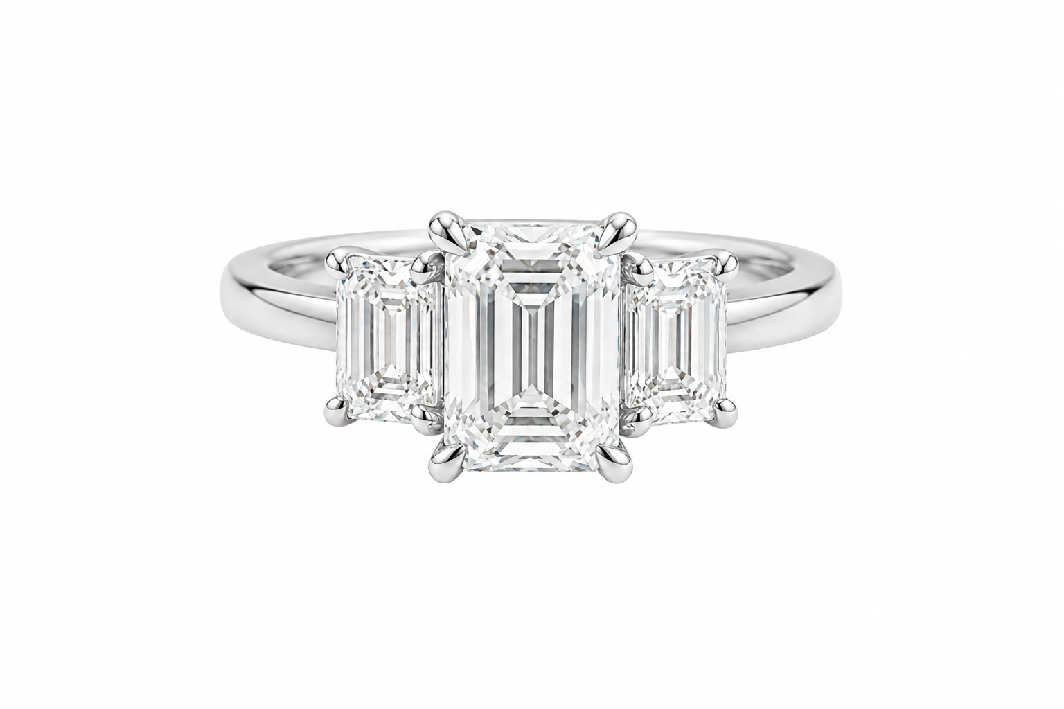 Three Stone Emerald Lab Diamond Ring – 3ct Total | 14K Gold | IGI Certified