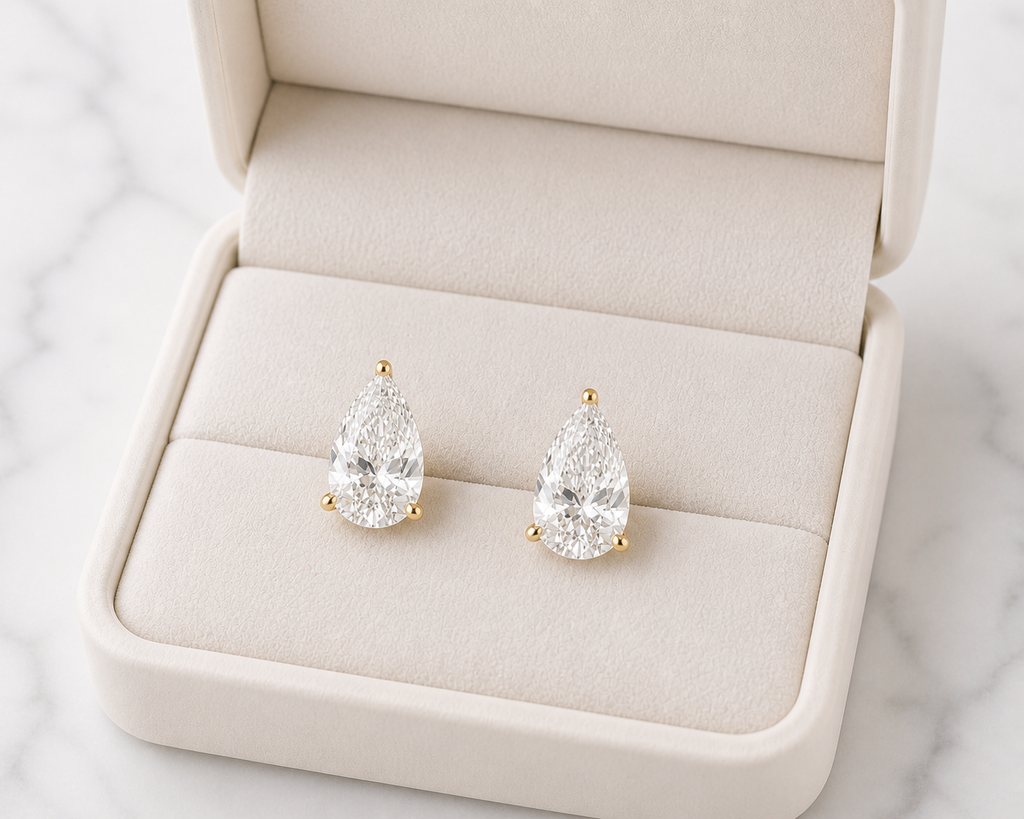Pear Cut Lab Diamond Stud Earrings – 3ct Total