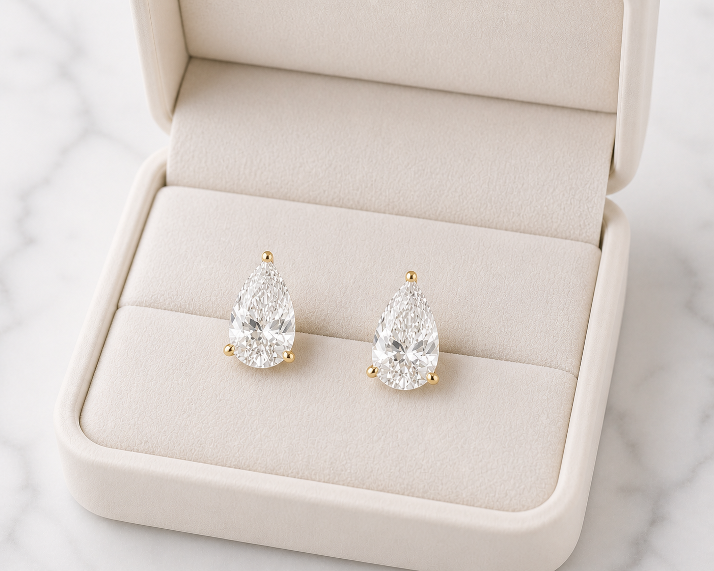 Pear Cut Lab Diamond Stud Earrings – 3ct Total