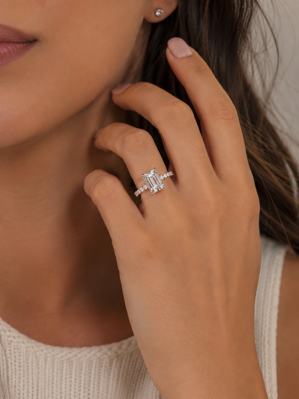 3.50CT Emerald Lab Diamond Ring