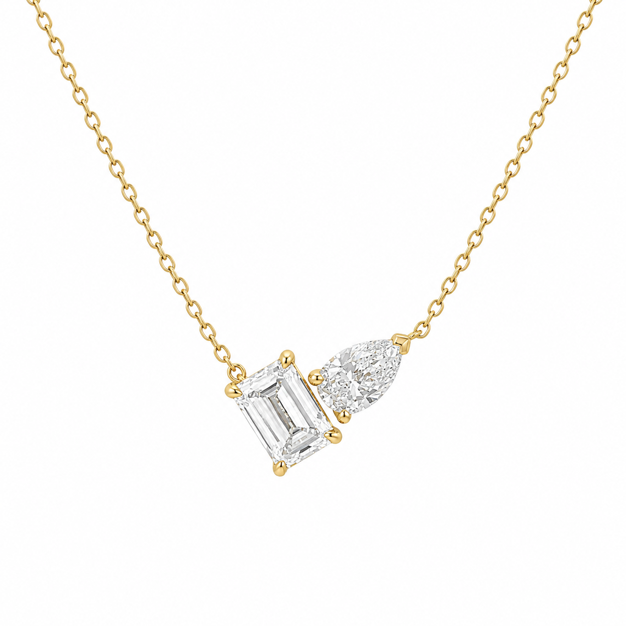 Emerald & Pear Lab Diamond Necklace – 1.5ct Total