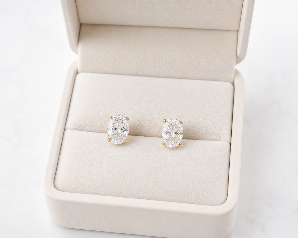 Oval Cut Lab Diamond Stud Earrings – 1ct Total