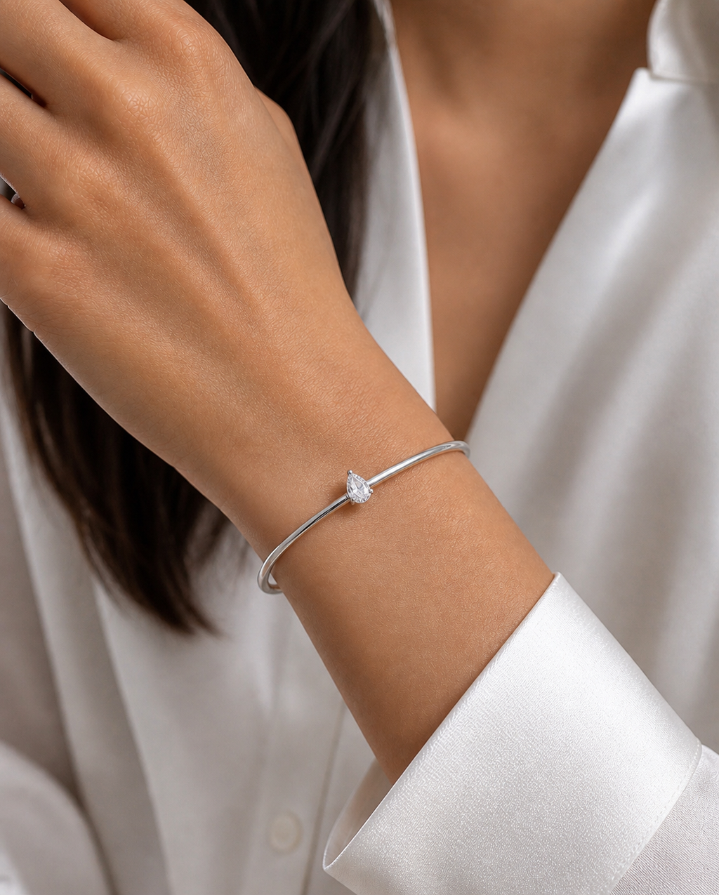 Pear Lab Diamond Bangle Bracelet – 1ct Total