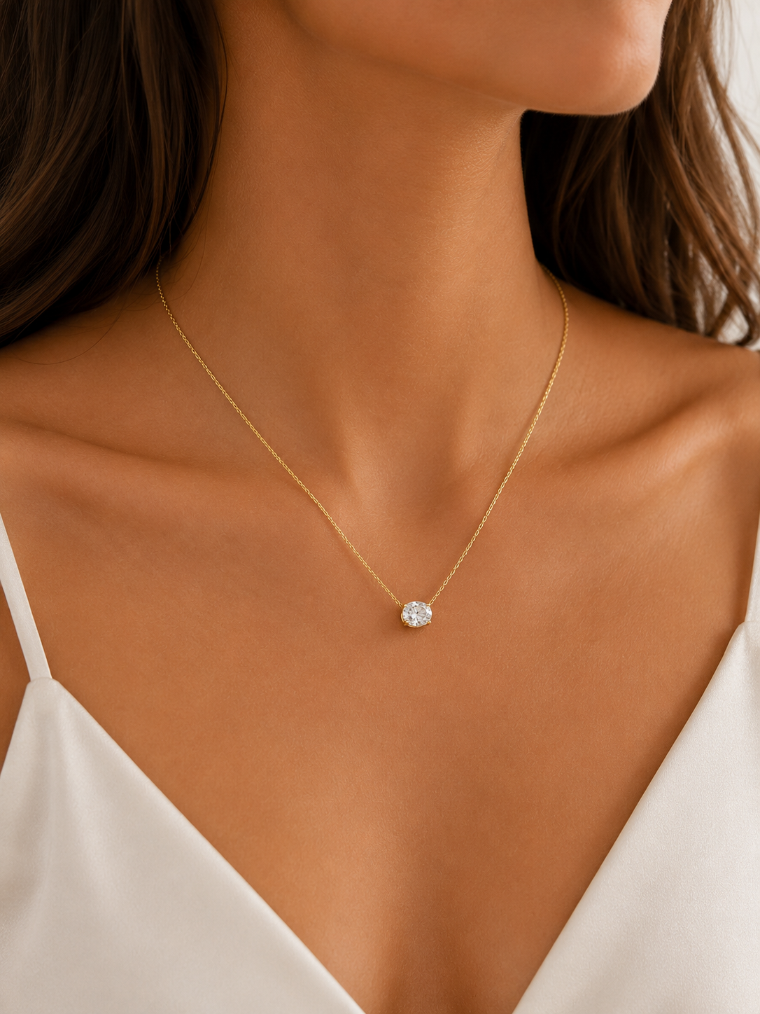 1CT Oval Lab Diamond Necklace