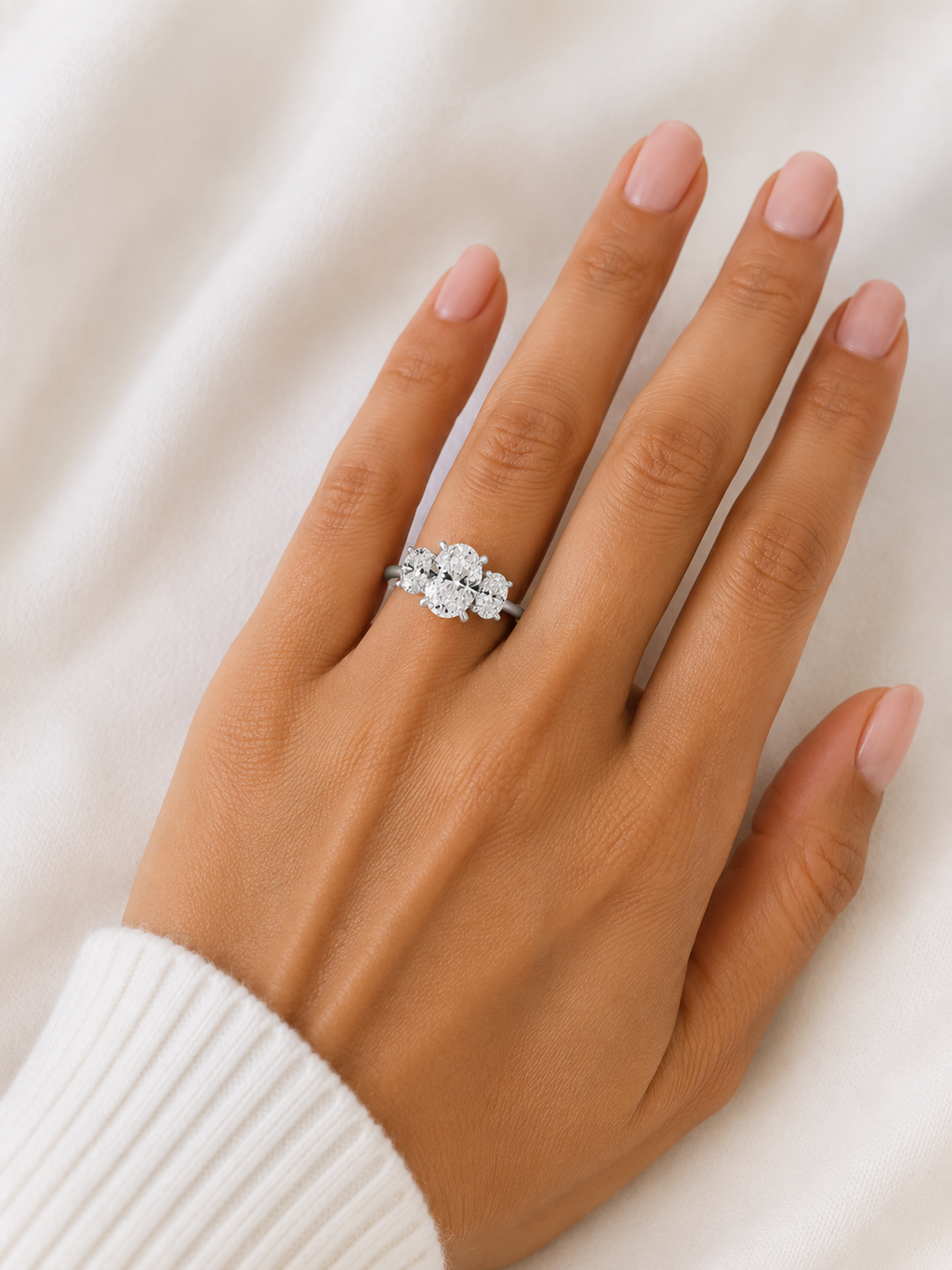 Three Stone Oval Lab Diamond Engagement Ring – 3.00ct Total | 14K Gold | IGI Certified