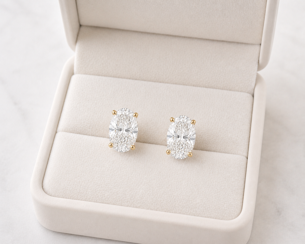 Oval Cut Lab Diamond Stud Earrings – 3ct Total