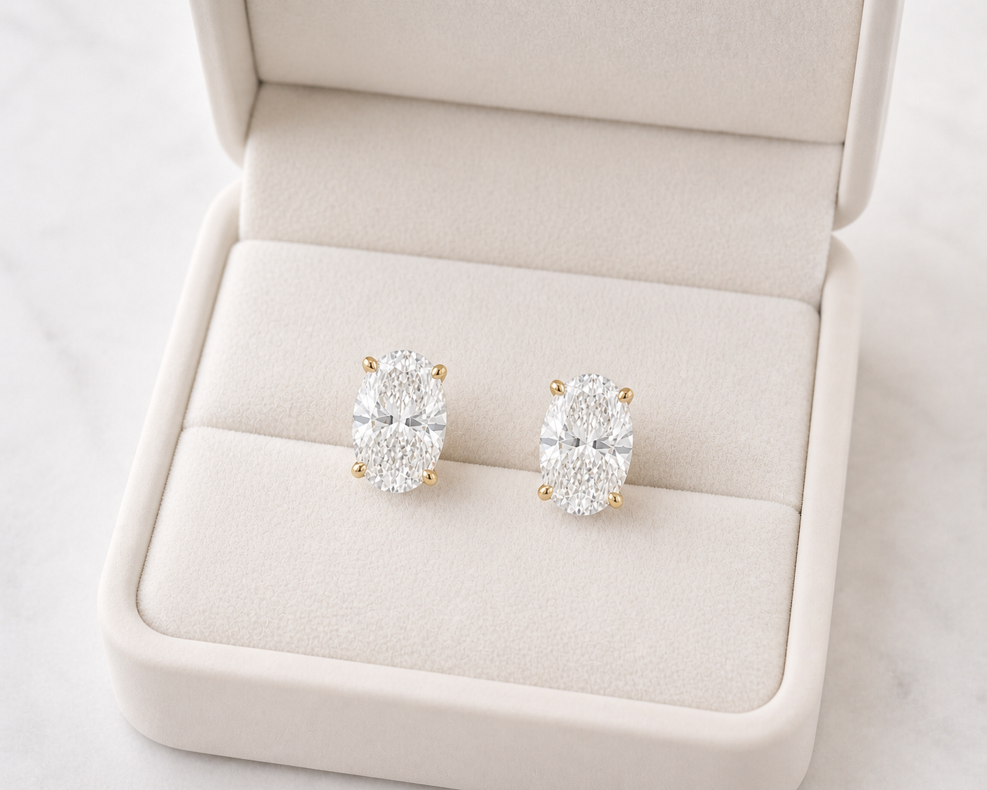 Oval Cut Lab Diamond Stud Earrings – 3ct Total