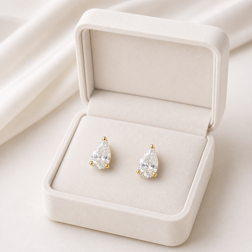 Pear Lab Diamond Stud Earrings – 2ct Total