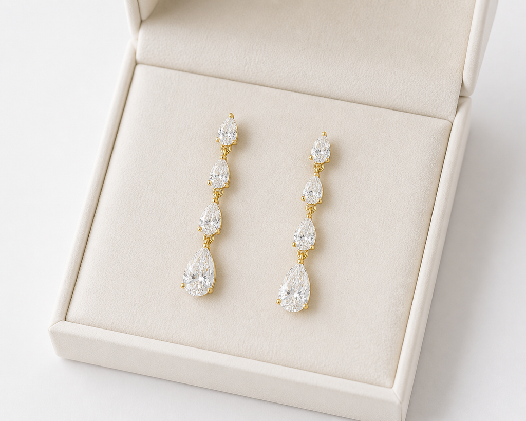 Pear Cut Lab Diamond Drop Earrings – 3.55ct Total