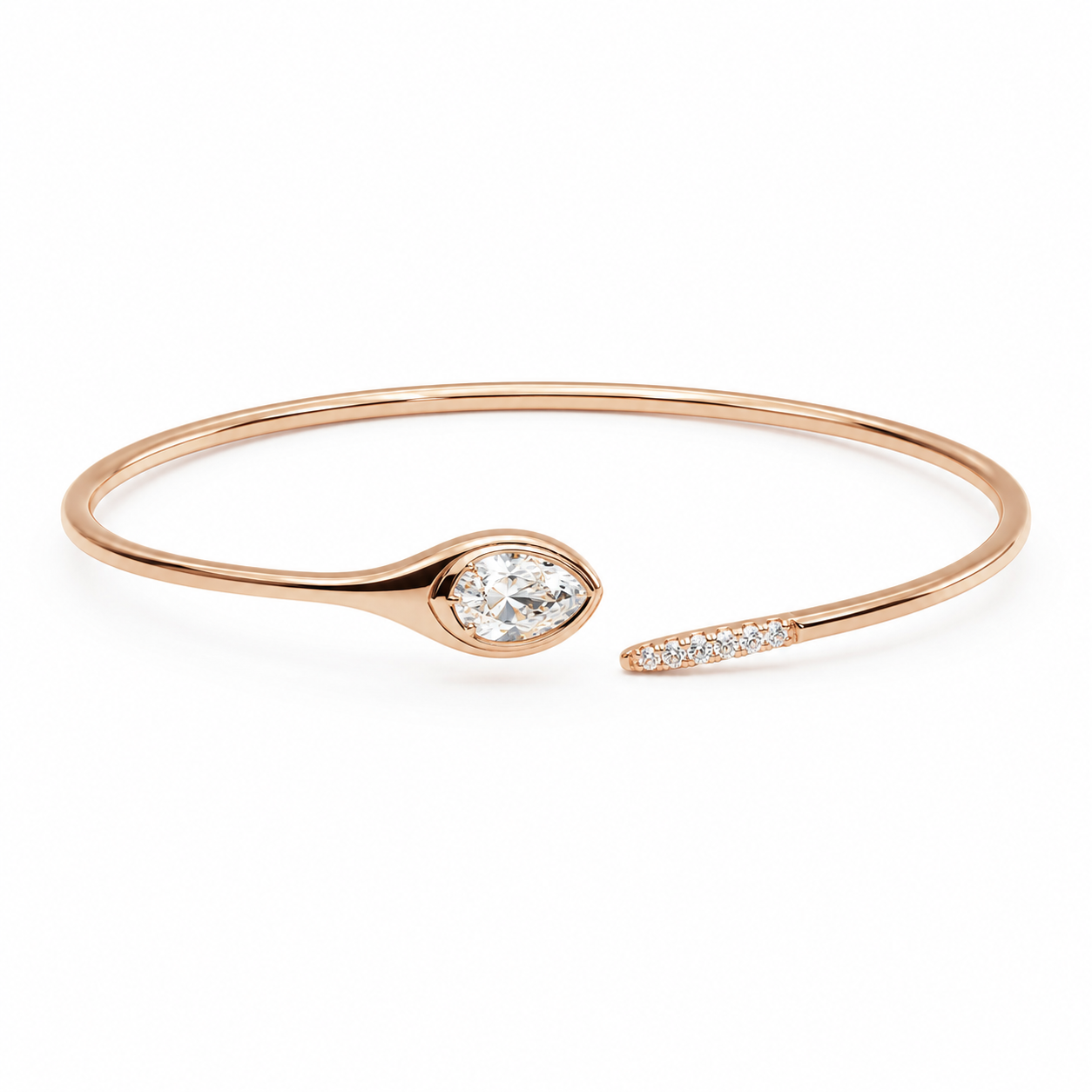 Pear Diamond Open Bangle Bracelet – 2.00 CT