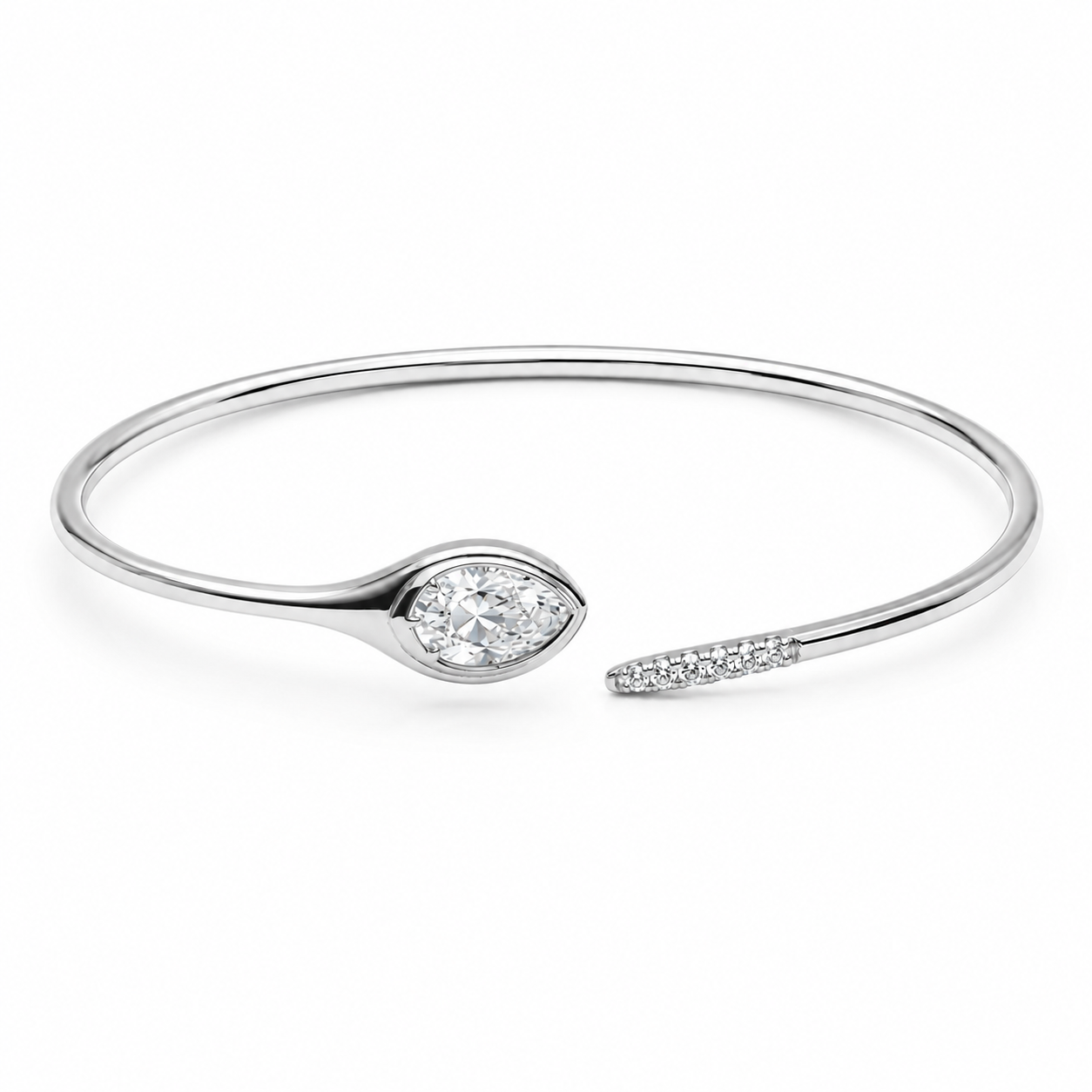 Pear Diamond Open Bangle Bracelet – 2.00 CT