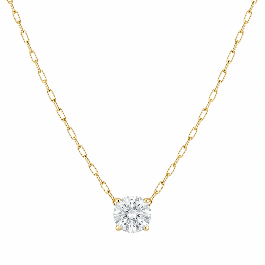 Round Lab Diamond Solitaire Necklace – 2ct