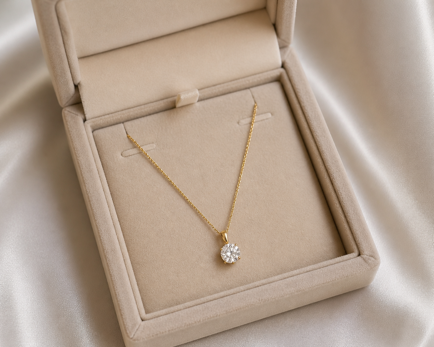 Round Lab Diamond Solitaire Necklace – 1ct