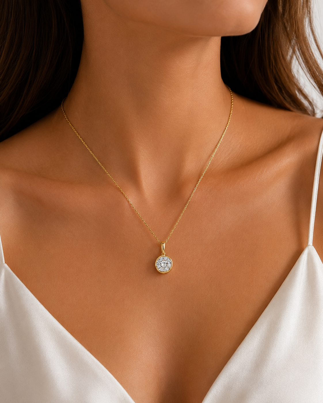 2CT Round Lab Diamond Solitaire Necklace