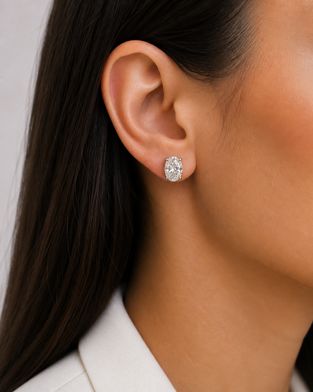Oval Cut Lab Diamond Stud Earrings – 2ct Total