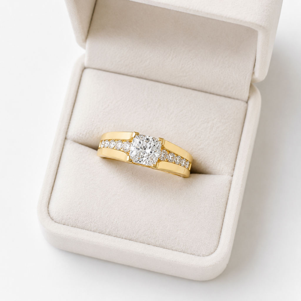 2.60CT Princess Cut Lab Diamond Ring in 14K Gold