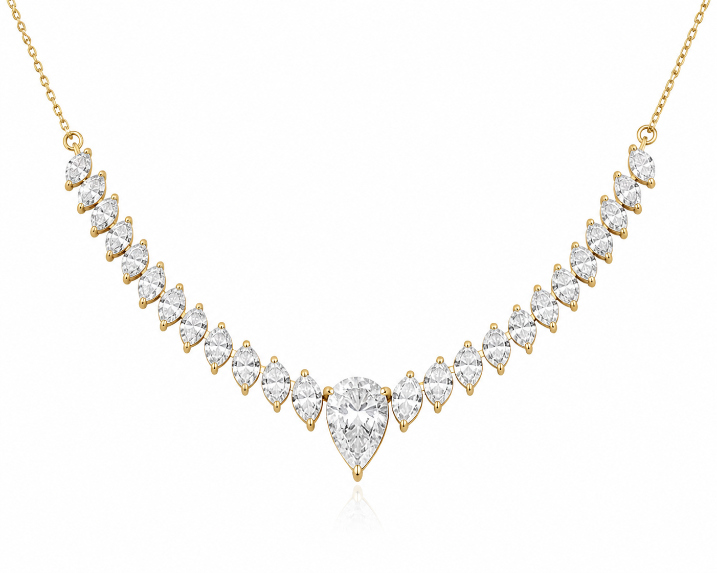 Pear & Marquise Lab Diamond Necklace – 6ct Total | 27 Stones