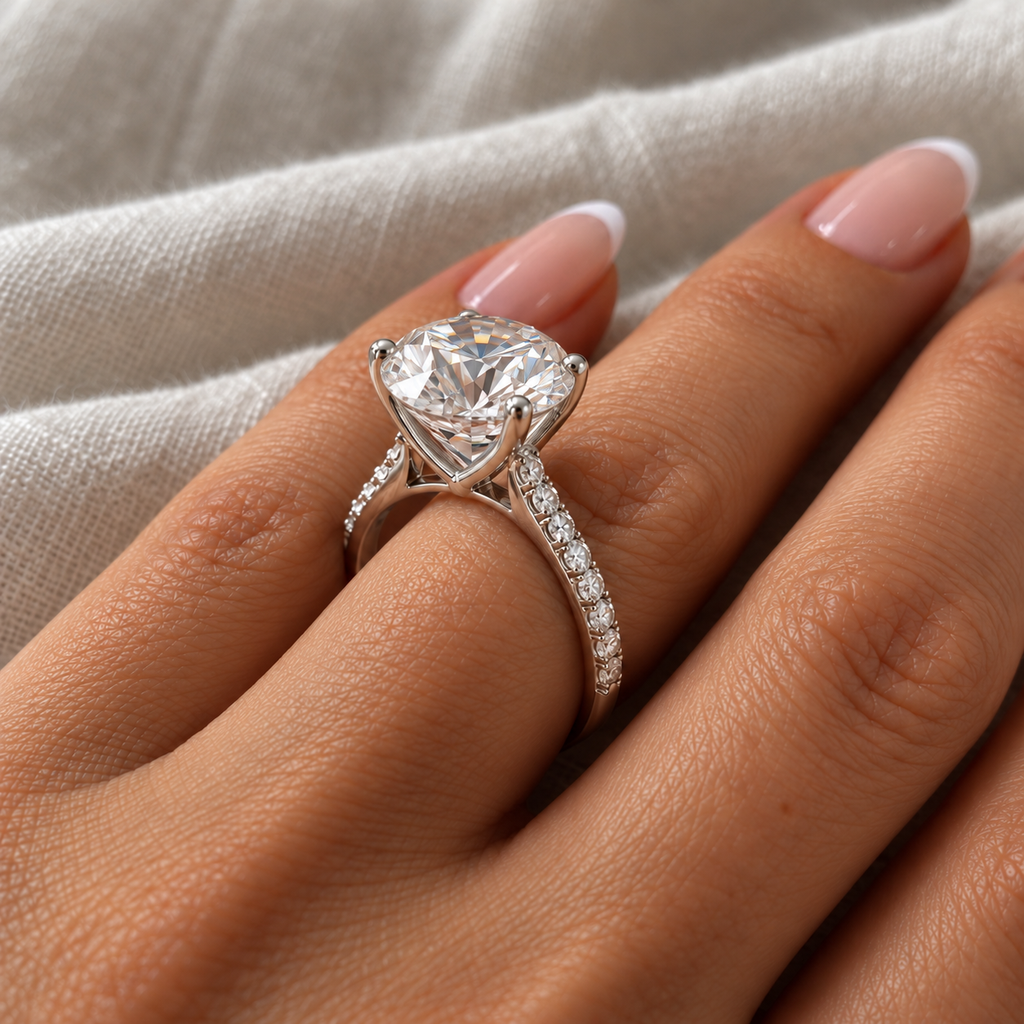 4.50 CT Round Pavé Diamond Ring