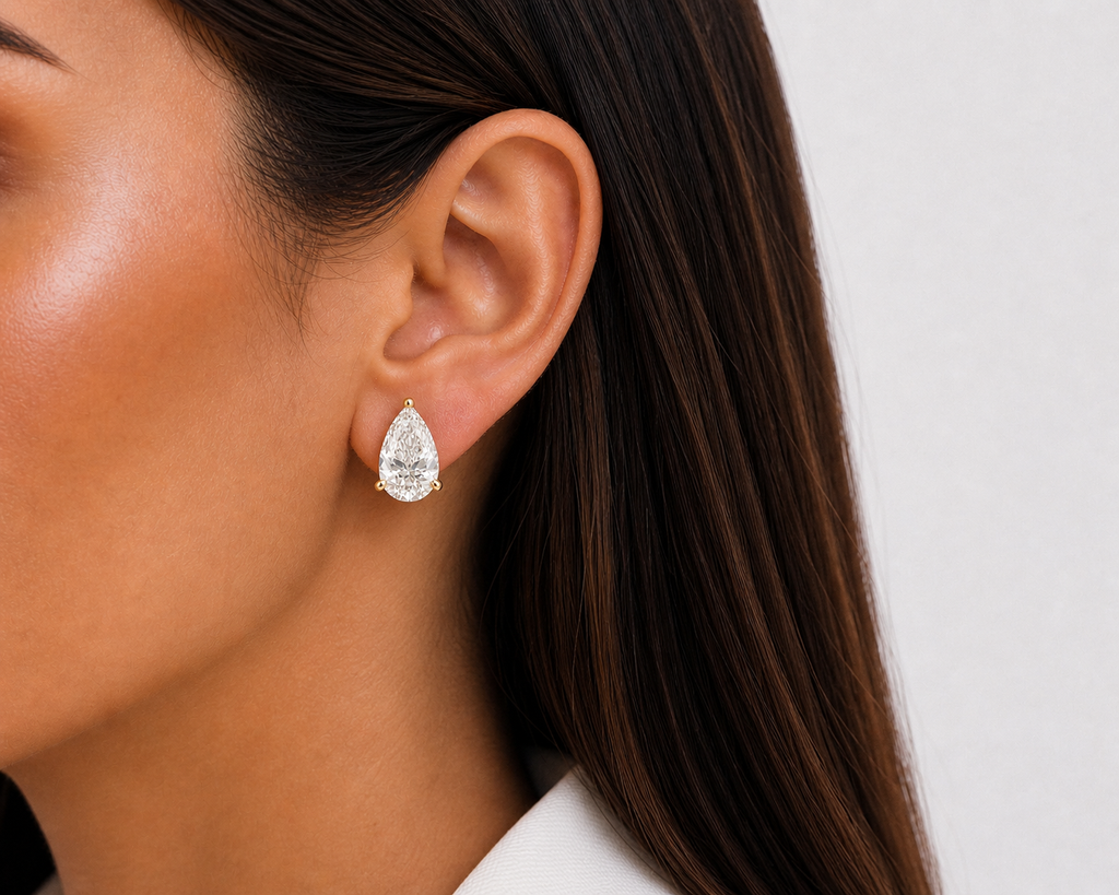 Pear Cut Lab Diamond Stud Earrings – 3ct Total
