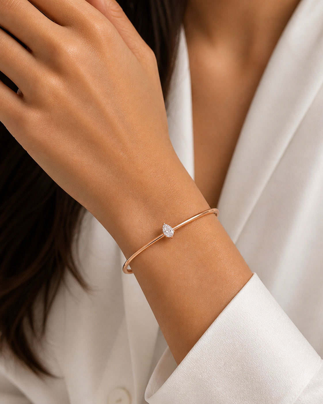 Pear Lab Diamond Bangle Bracelet – 1ct Total