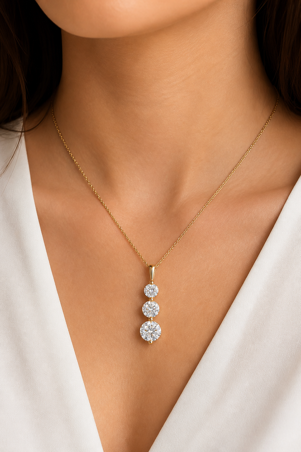 Round Lab Diamond Drop Necklace – 3.03ct