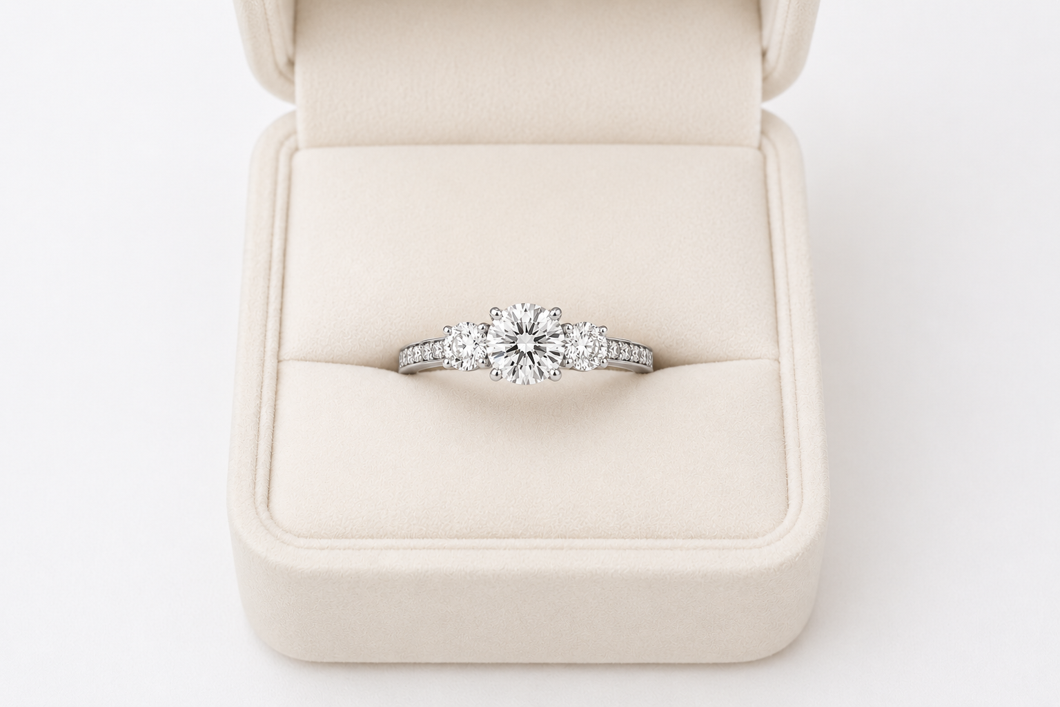 Three Stone Lab Diamond Ring – 1.88ct Total | 14K Gold | IGI Certified