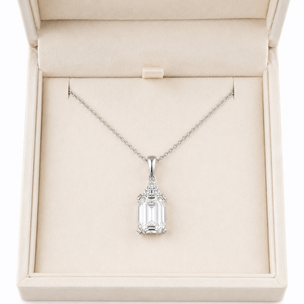 Emerald Cut Lab Diamond Necklace – 2.59ct Total