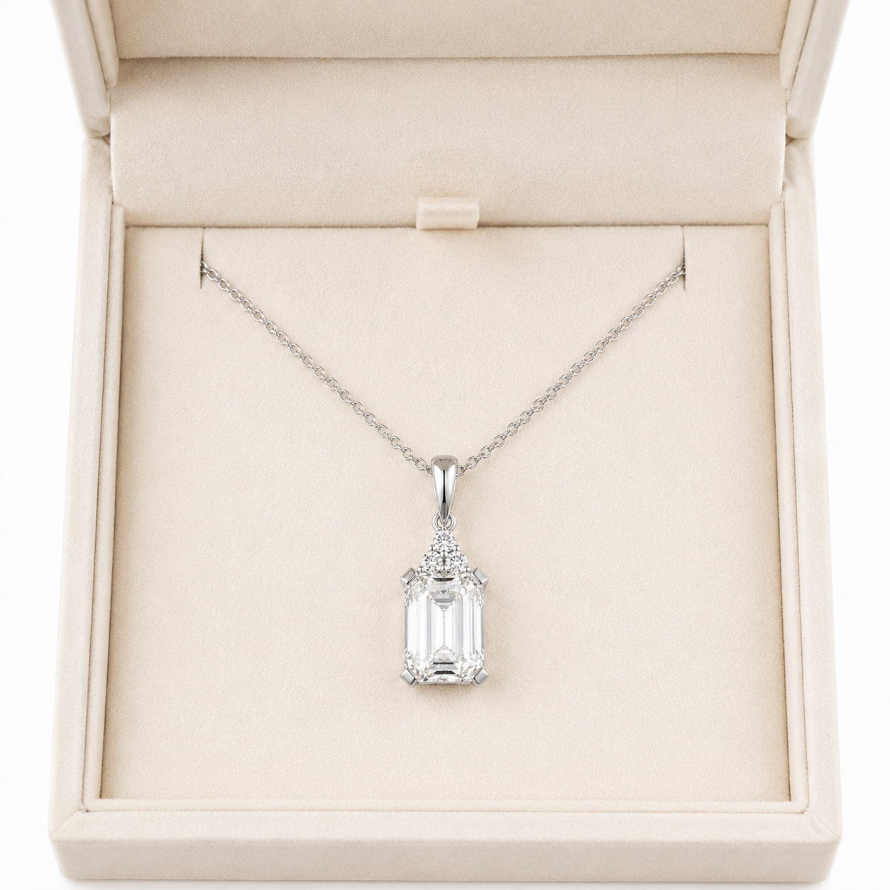 Emerald Cut Lab Diamond Necklace – 2.59ct Total